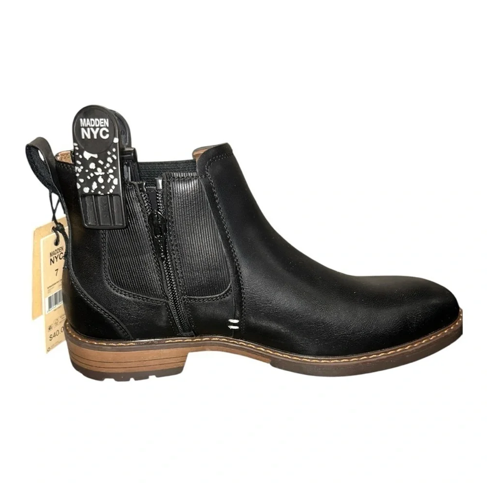 Madden NYC NWOB Vegan Leather Black Chukka Side Zip Ankle Boots Men’s 7
